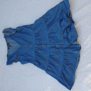 Cottagecore 100% Cotton Denim Tiered A-line midi dress